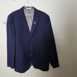 Hardwick Mens Wool Blazer Navy 97/3 Wool/Lycra Super 100's VirginiaCavaliers UVa